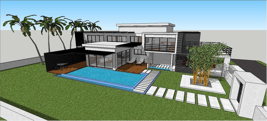 精品现代风格海岛独栋别墅建筑su模型