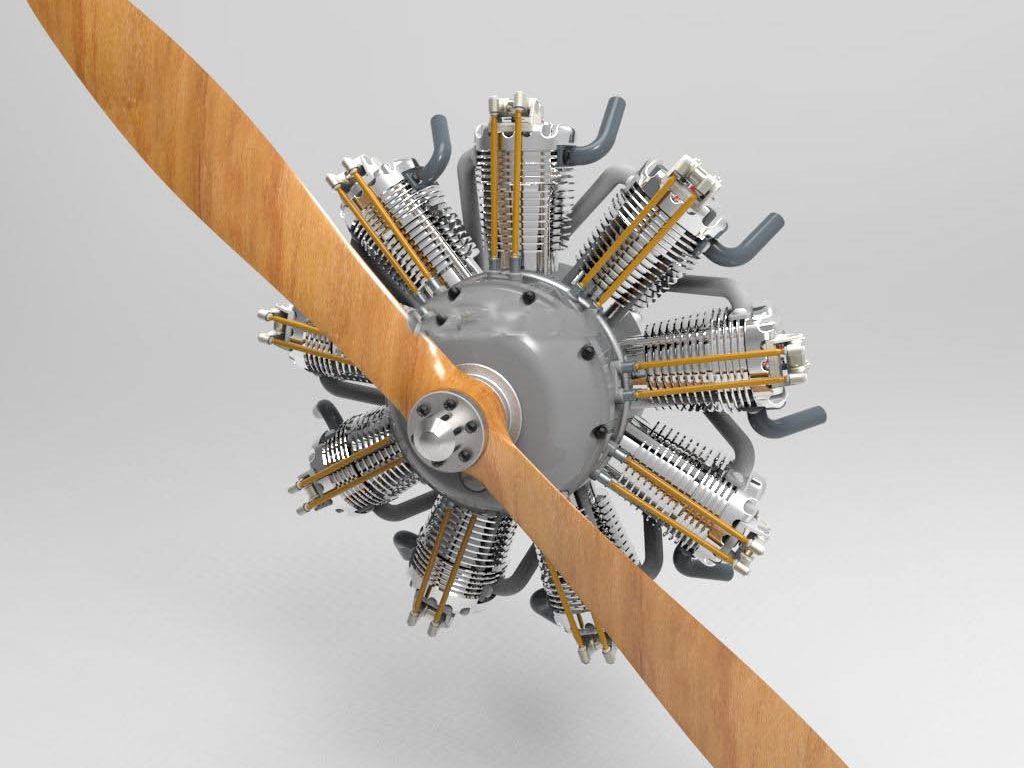 航空星型活塞发动机(九缸)solidworks模型