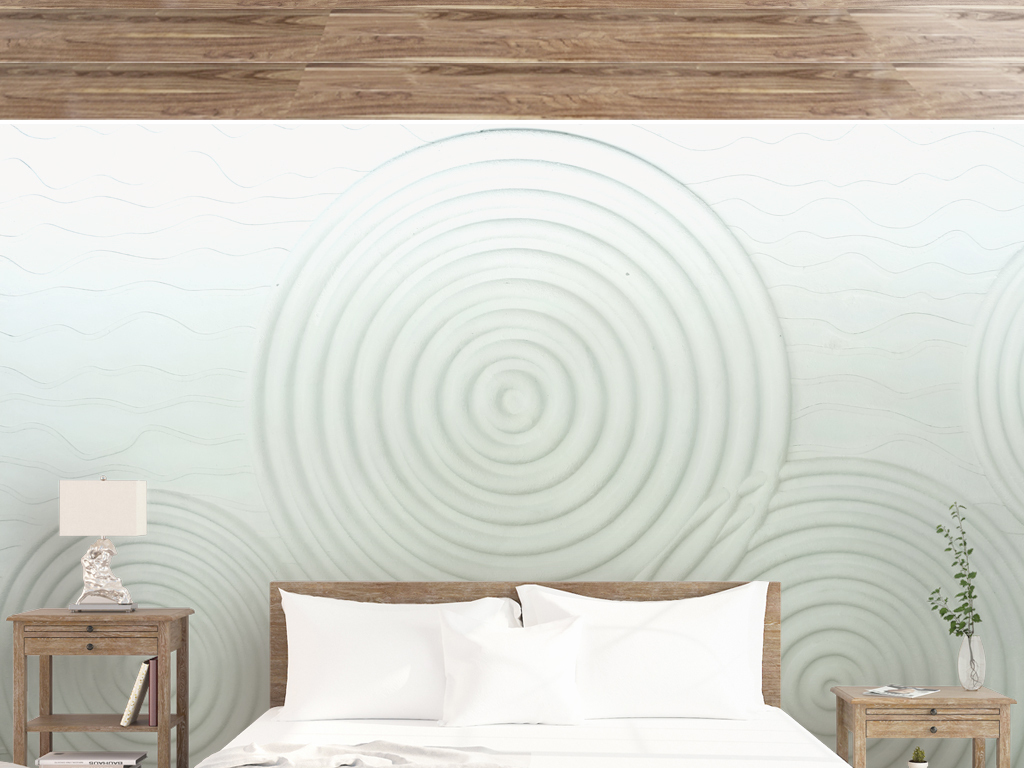 抽象水波纹意境背景墙新中式立体