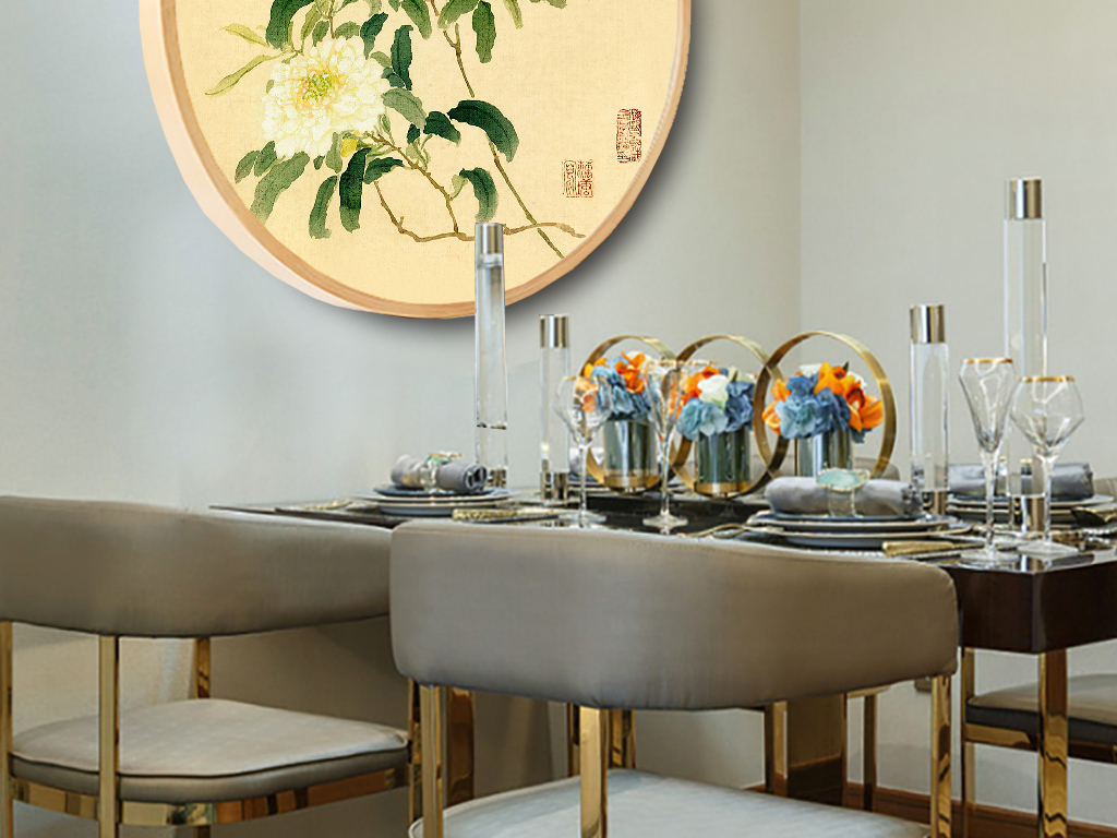 清代宋光宝工笔花卉装饰画