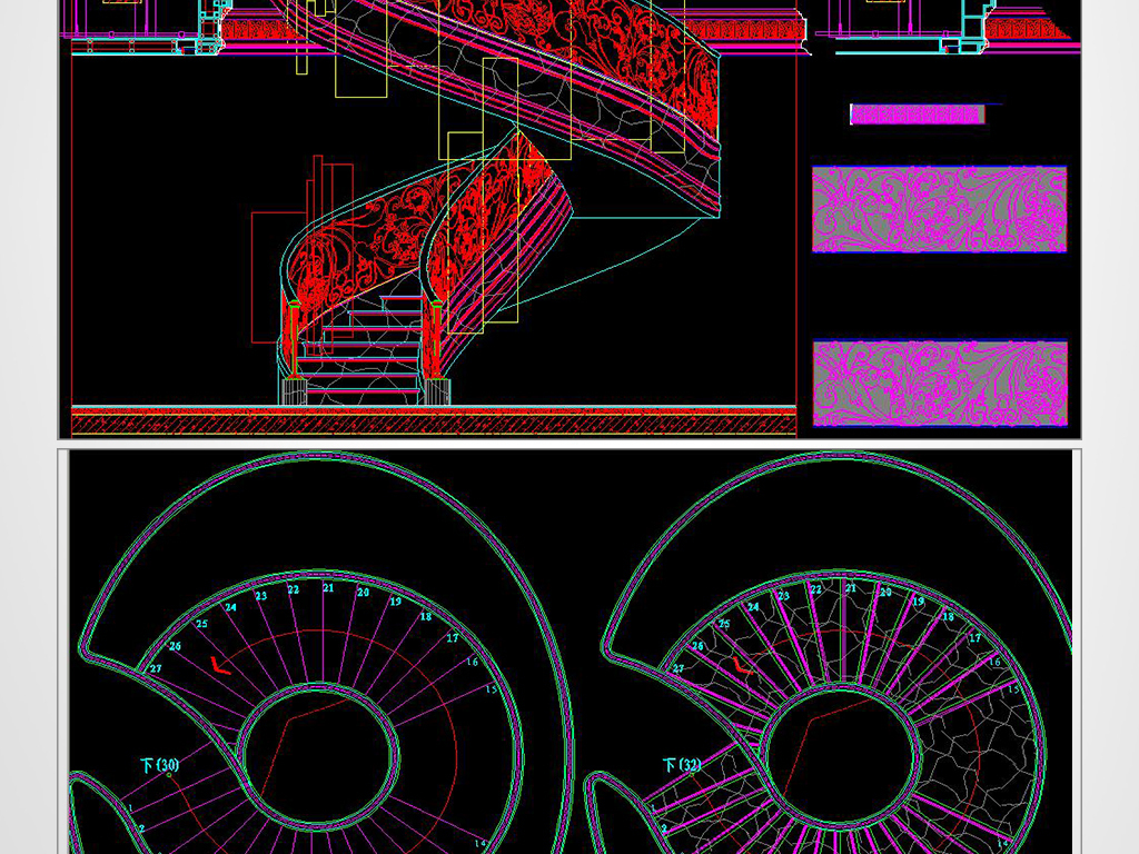 别墅旋转楼梯cad平面设计图下载(图片4.