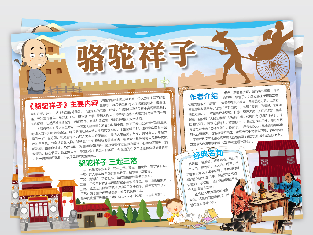 老舍名著手抄报骆驼祥子读书小报读后感