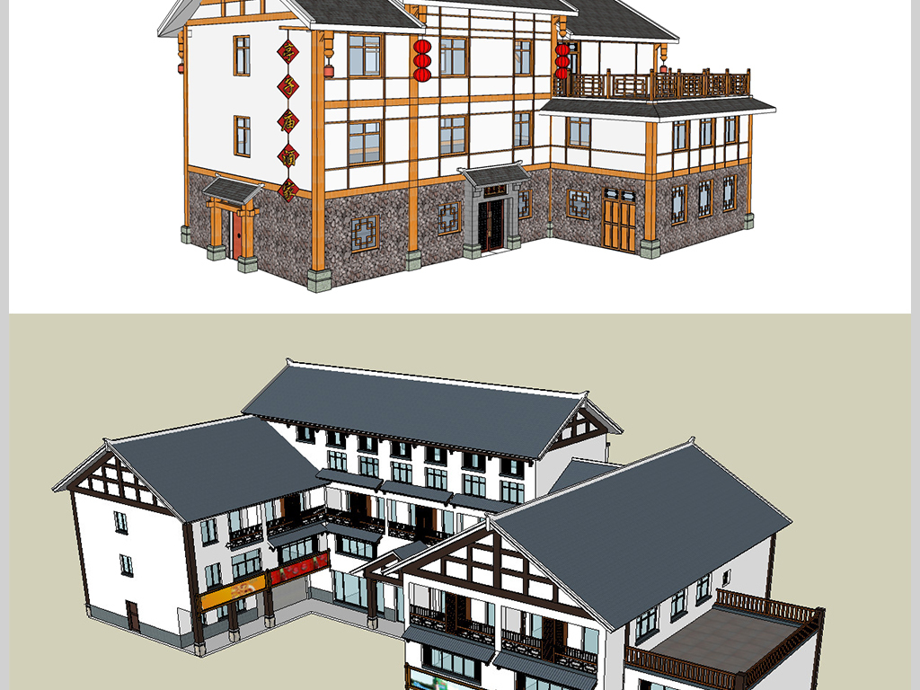 新农村民居民宅su模型设计图下载(图片260.