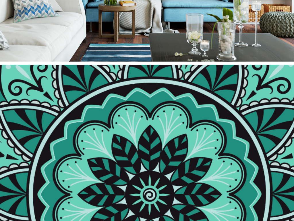 复古北欧简约花纹挂毯地毯装饰画壁挂图片设计素材_高清ai模板下载(1.