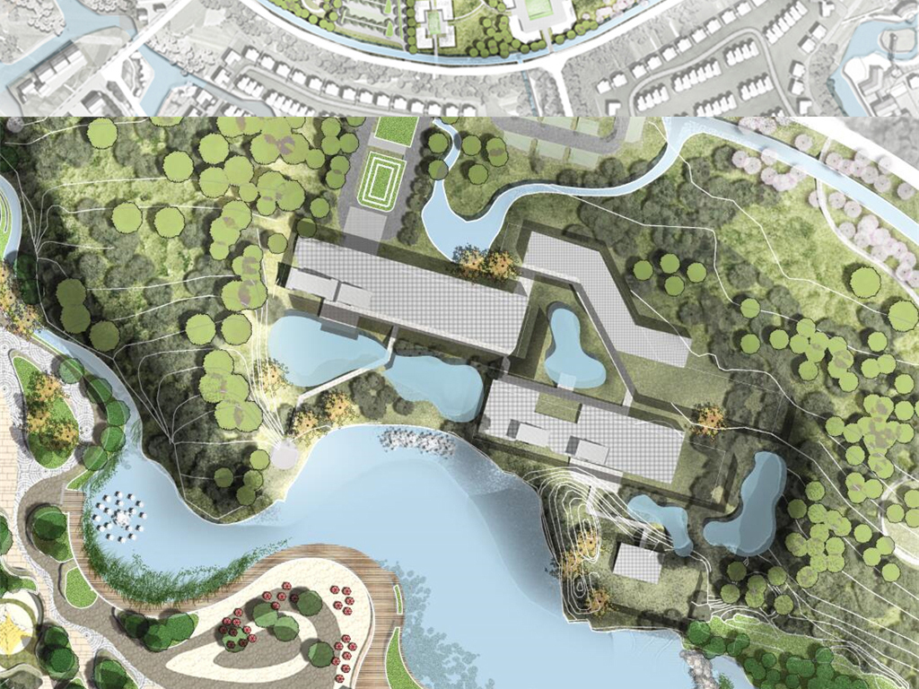 原创国外矿坑工业厂区办公楼彩平psd分层图