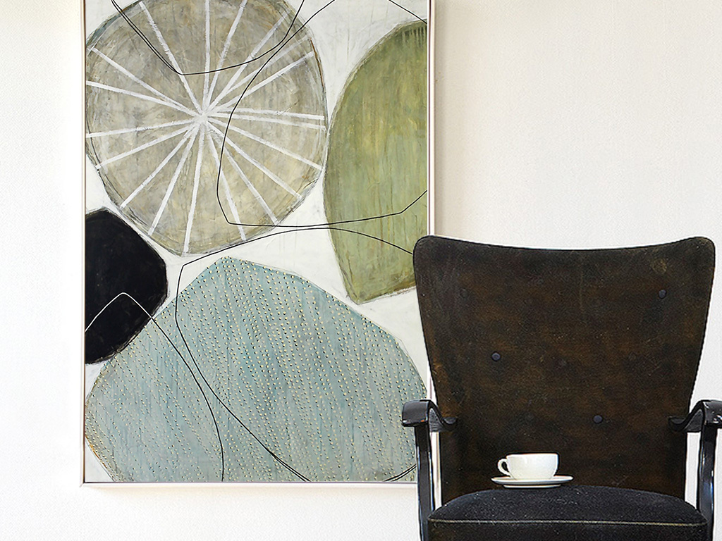 北欧现代艺术简约手绘抽象玄关沙发背景装饰画