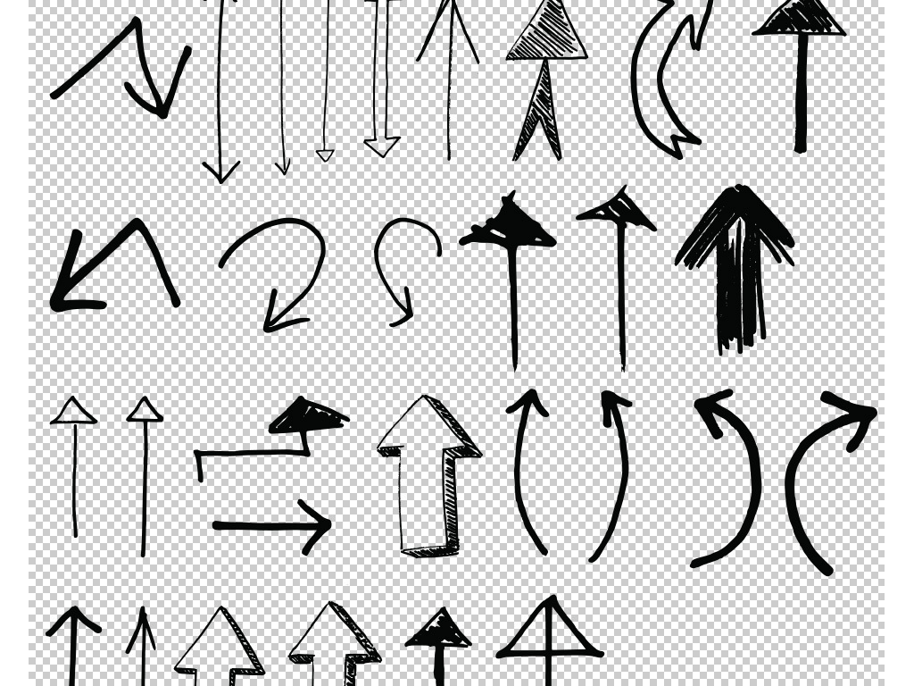 手绘涂鸦黑色箭头ai矢量素材