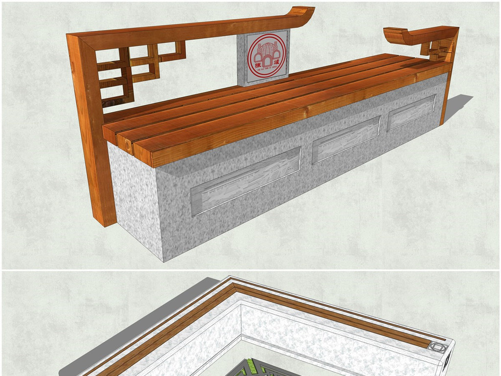 现代中式欧式风格公园小区别墅户外景观座椅su模型设计图下载(图片82.