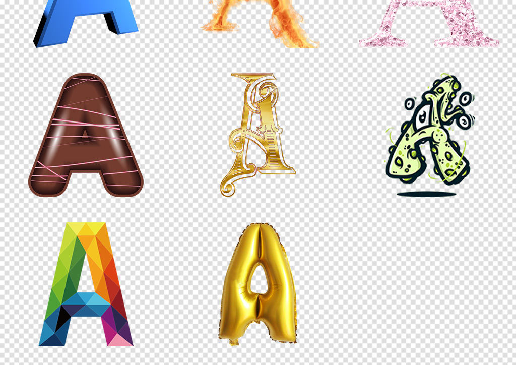 时尚艺术字母a图标png免抠素材