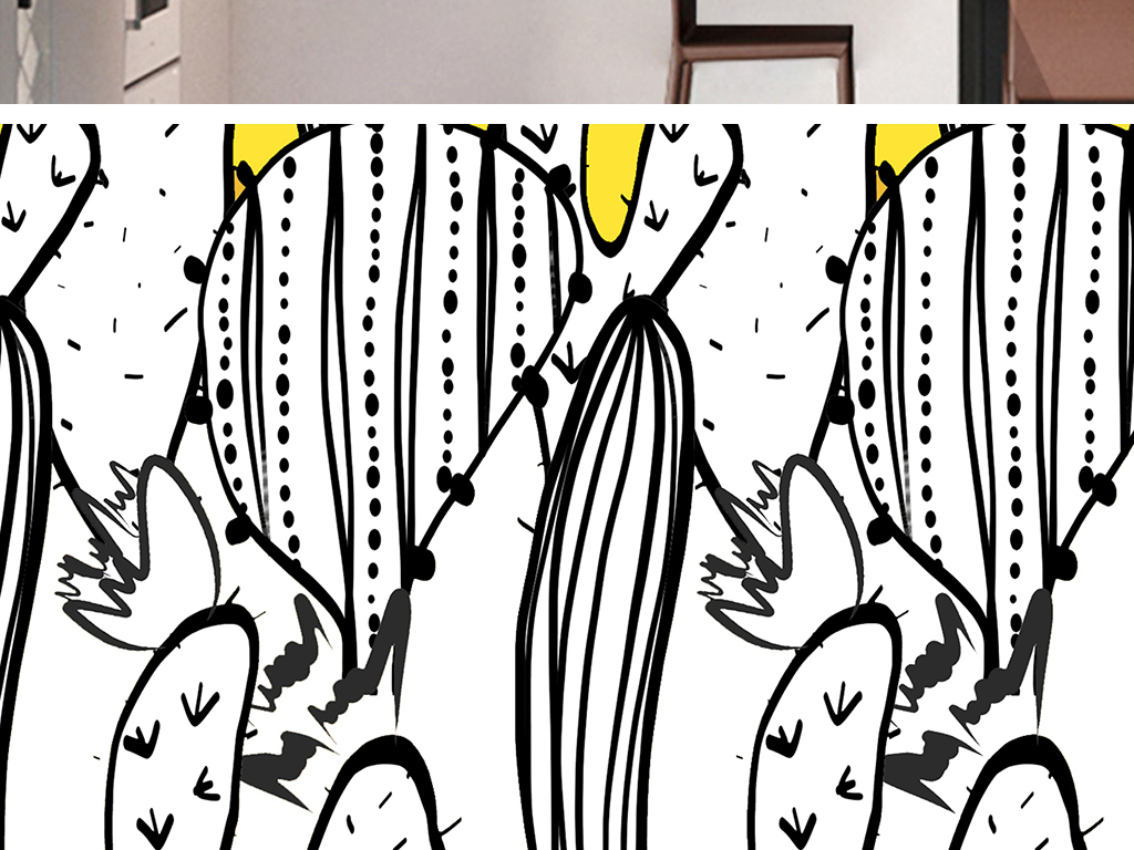 北欧ins风手绘水彩仙人掌盆栽电表箱装饰画