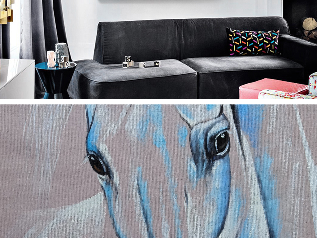 2018高清艺术油画抽象马纯手绘简约挂画