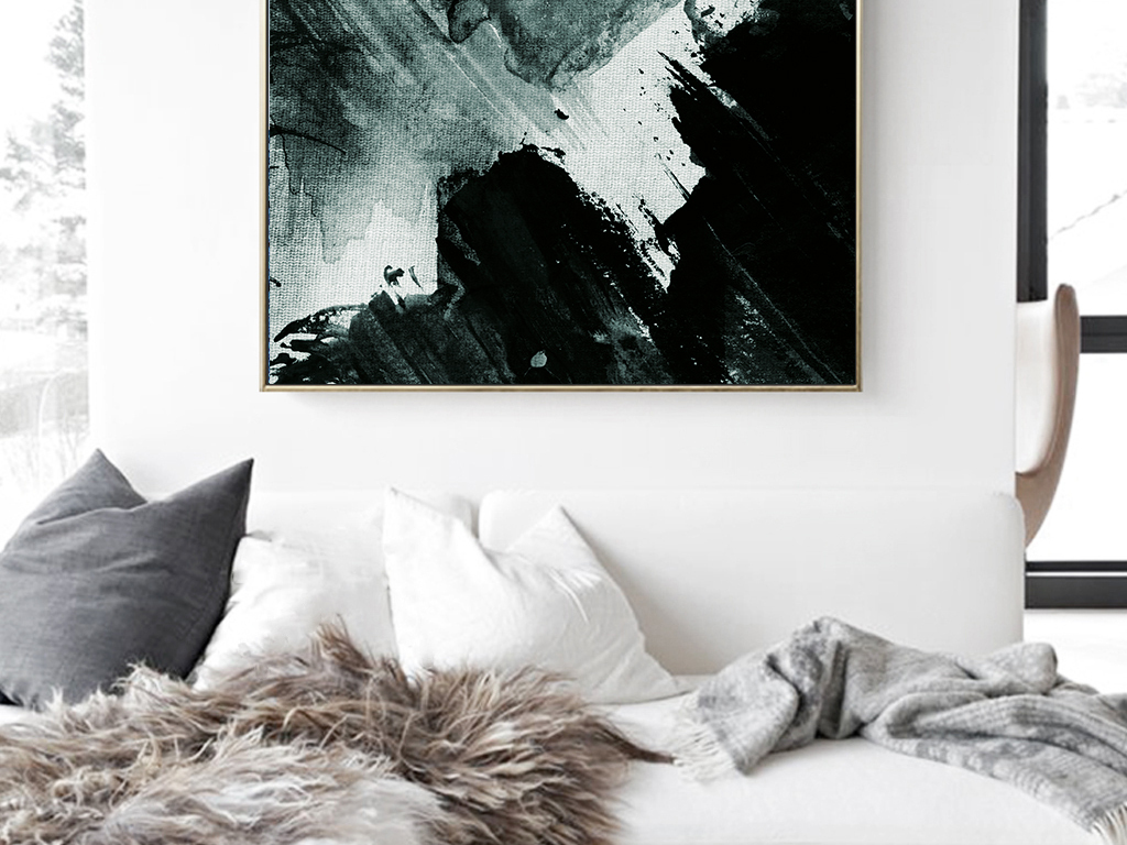 现代简约抽象油画创意水彩中式水墨艺术装饰画