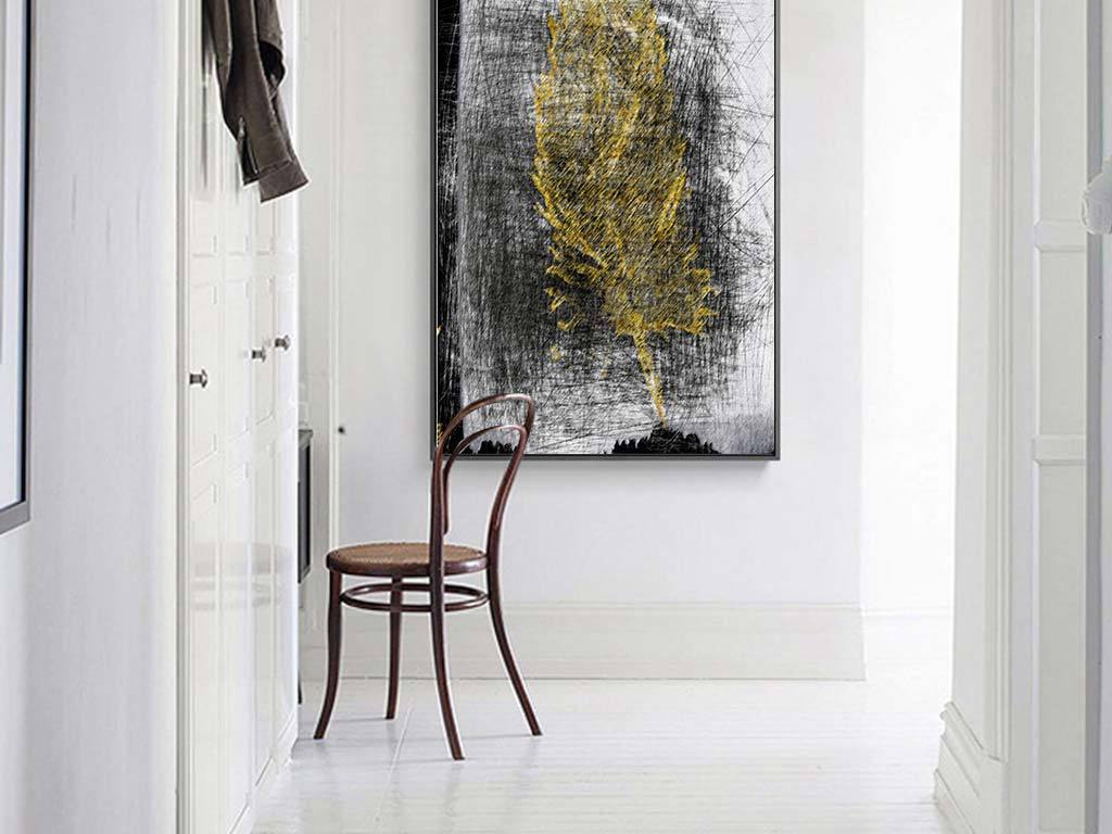 黑白抽象现代风格线条装饰画无框画